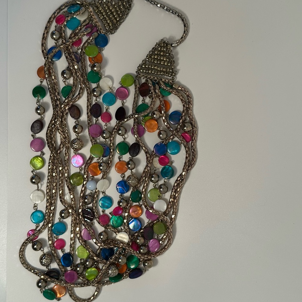 Multi Stranded Colorful Beaded Necklace - Picture 2 of 2